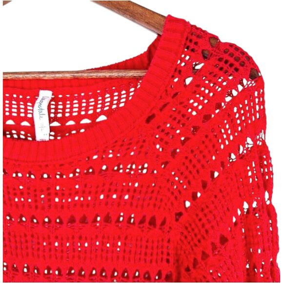 Aeropostale Red Crochet Longline Open-Knit Sweater Sz S/P -  Y2K Whimsigoth Boho - Picture 5 of 8